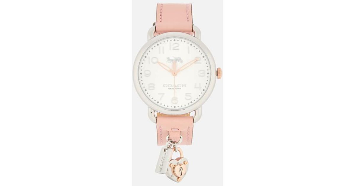 Coach Leather Delancey Charm Watch In Pink Lyst