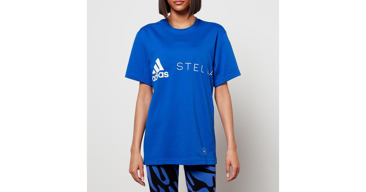 adidas By Stella McCartney Logo T-shirt in Blue | Lyst