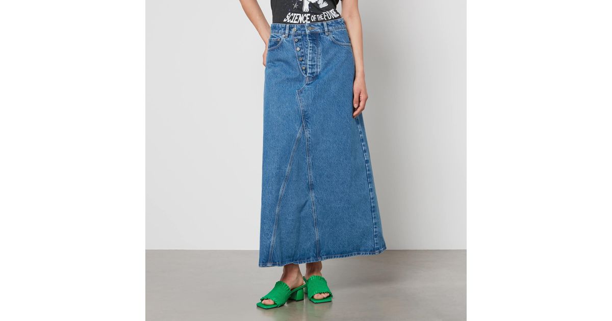GANNI　Print Denim A-line Skirt GANNI A-line Denim Skirt | Blue | FARFETCH