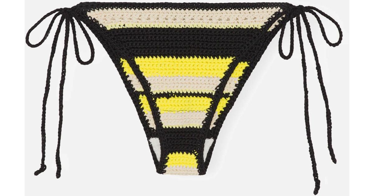 Ganni Crocheted Organic Cotton Bikini Briefs In Black Lyst