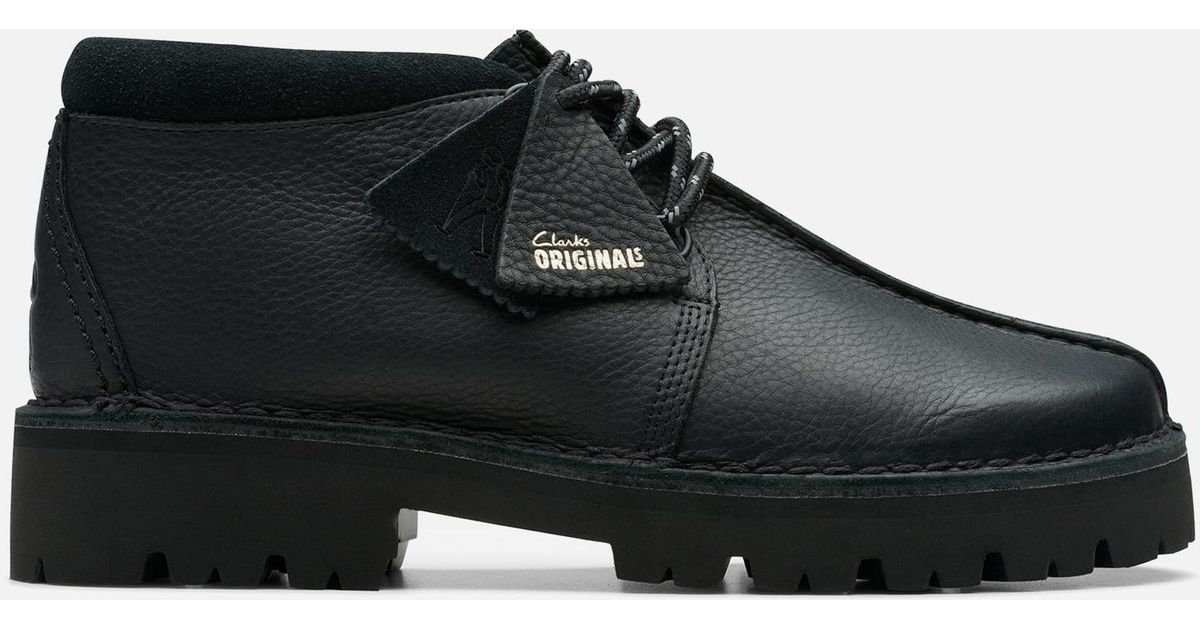 Clarks Desert Trek Xl Leather Shoes in Black for Men | Lyst