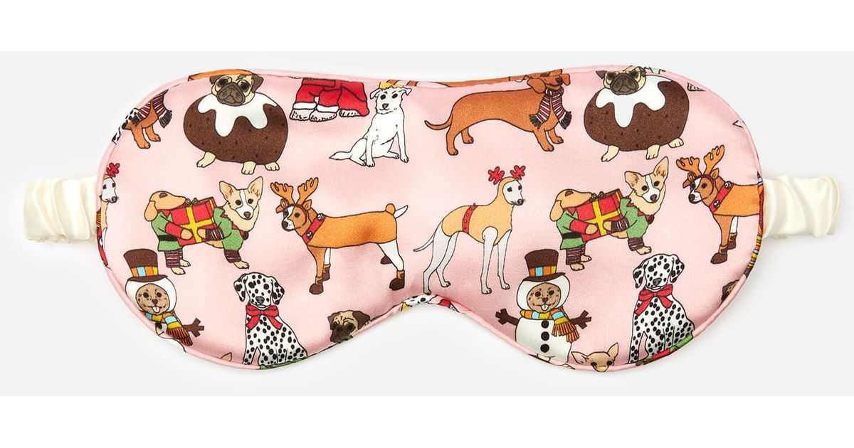Karen Mabon Silk Xmas Dogs Eye Masks in Pink Lyst
