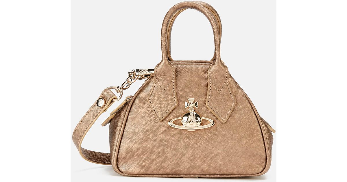 Vivienne Westwood Leather Victoria Mini Yasmine Bag in Gold (Metallic