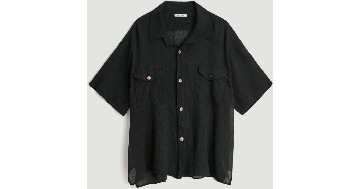 Our Legacy Military Base Short Sleeve Shirt in Black for Men