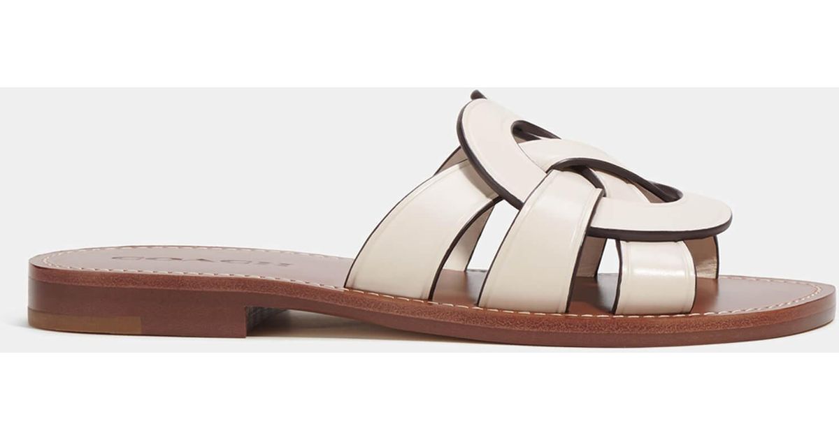 COACH Issa Leather Sandals in Brown Lyst UK