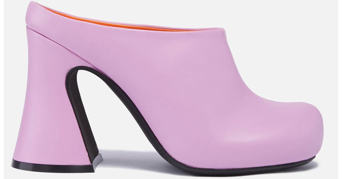 Marni Fussbett Leather Heeled Mules in Pink | Lyst