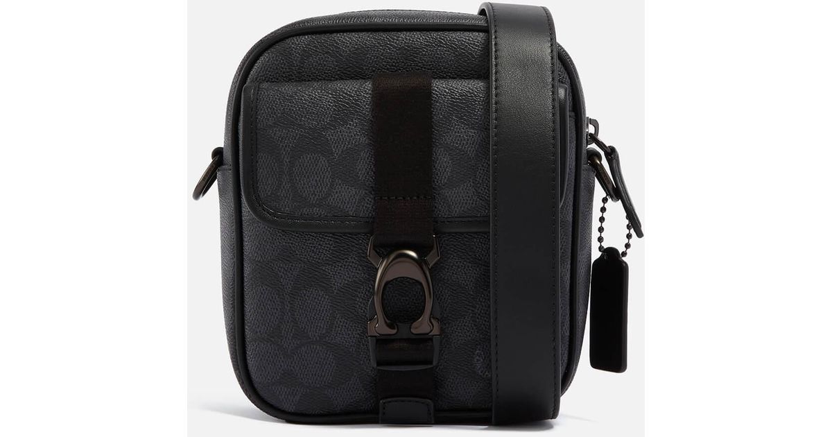 COACH Beck Monogram Leather Messenger Bag in Black for Men | Lyst UK