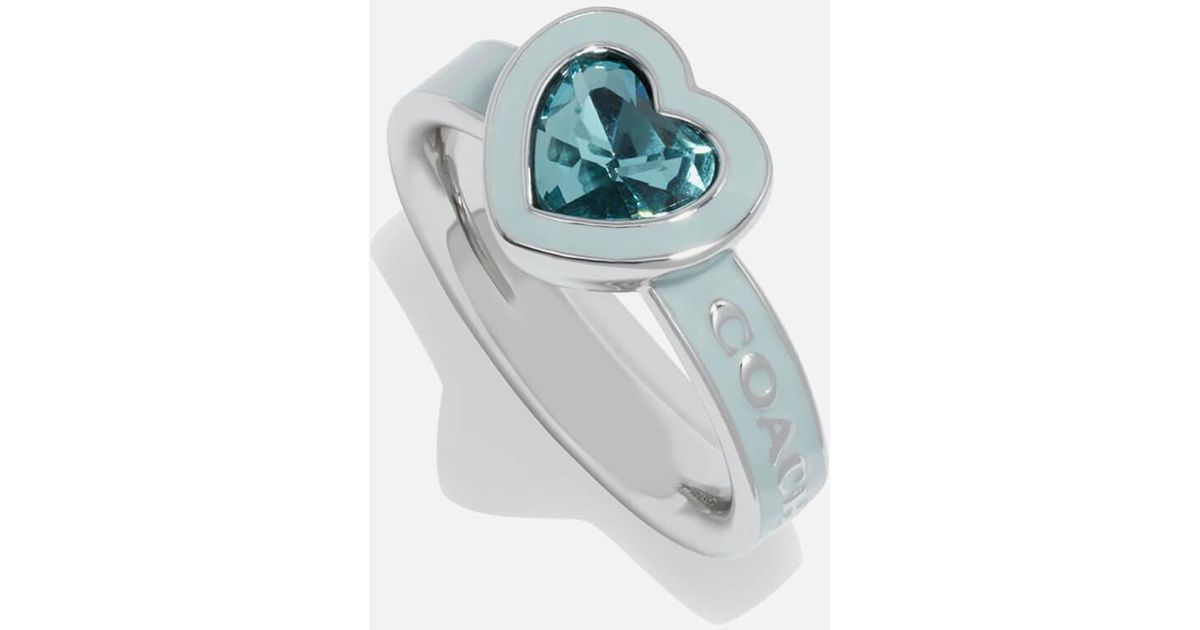 COACH Charming Crystals Silver-plated Ring in Blue | Lyst