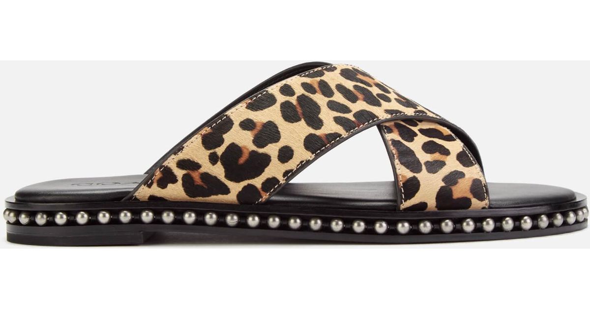 coach tan slides