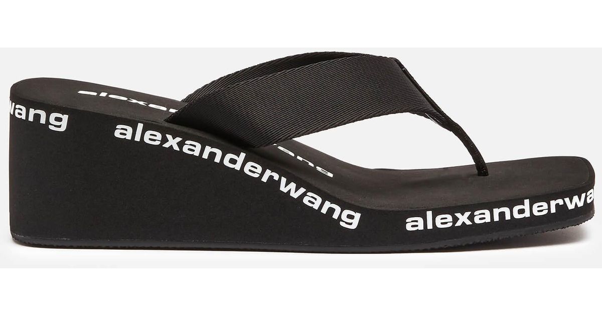 Alexander Wang Denim Wedged Flip Flops in Black - Lyst