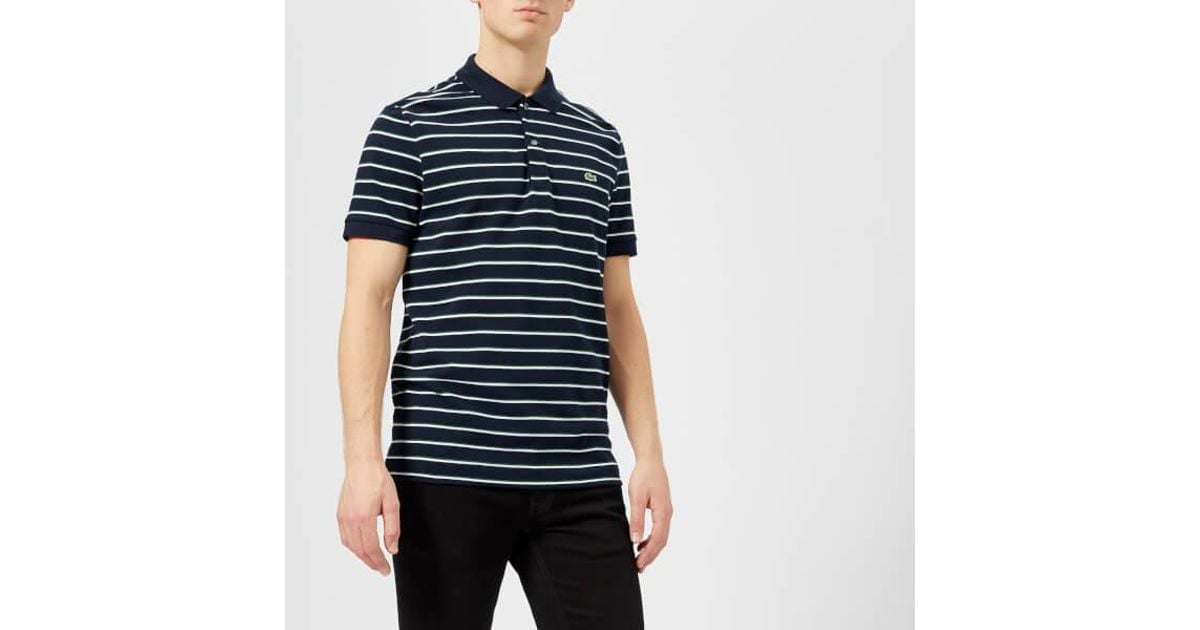 Lacoste Men's Short Sleeved Striped Polo Shirt Navy Blue/white for Men |  Lyst