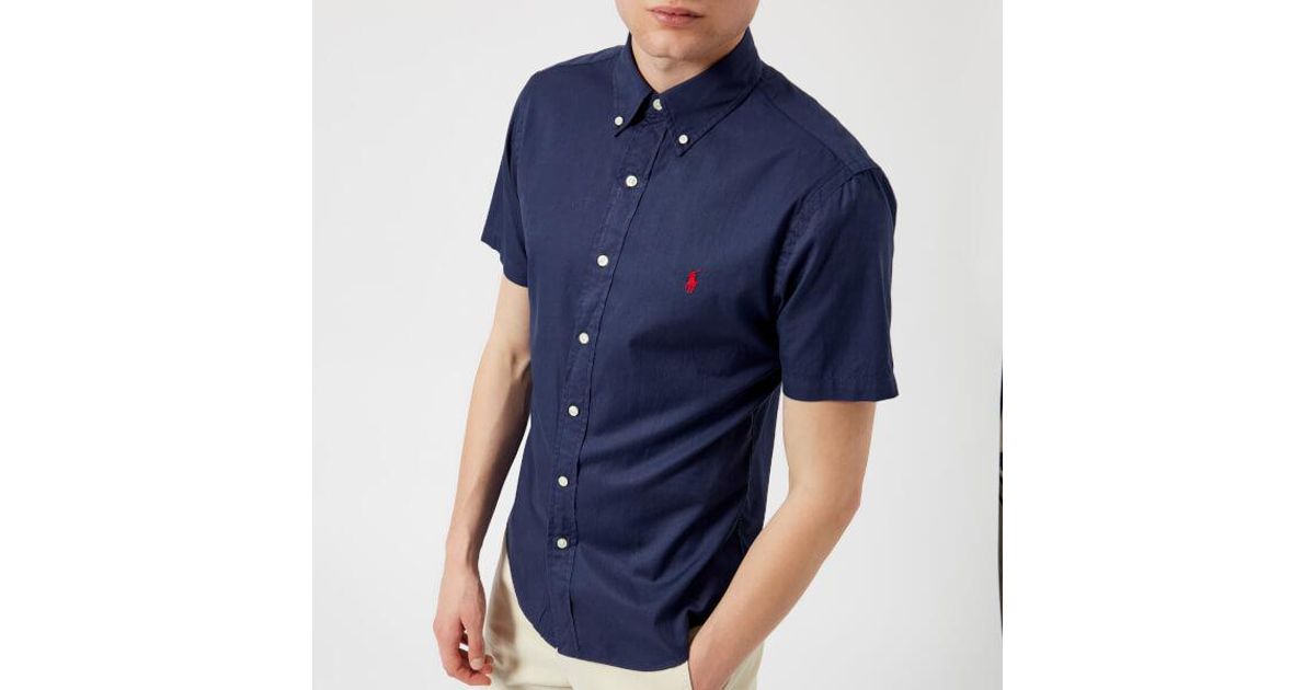 Short Sleeve Chino Shirt in Navy 