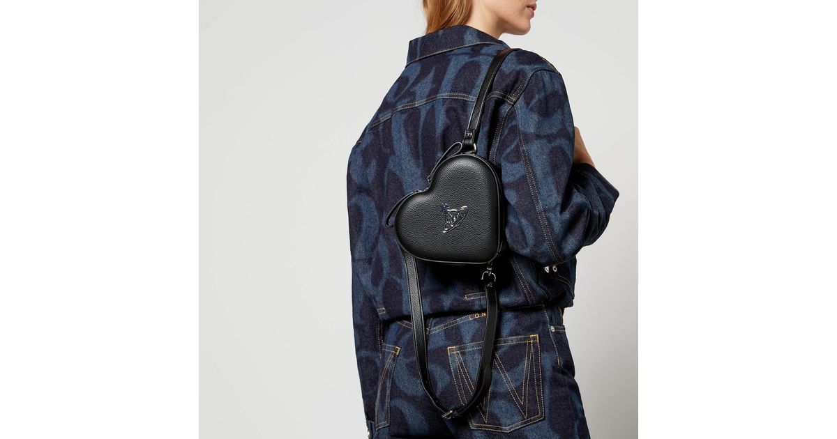 Vivienne Westwood Mini Ella Heart Vegan Leather Backpack in Black
