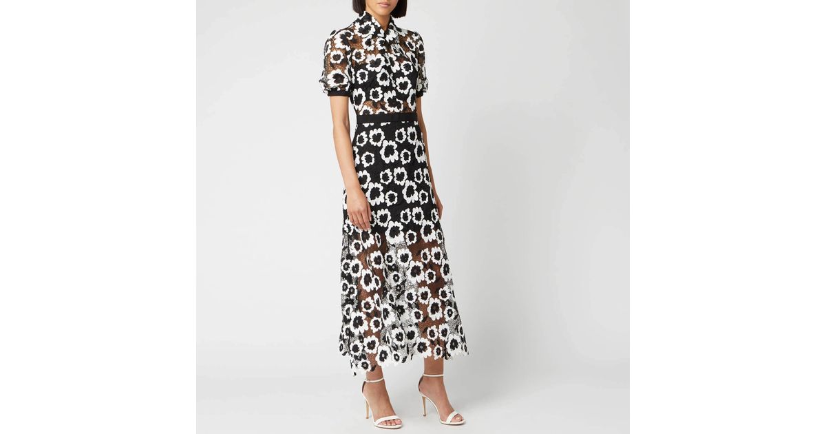 self portrait abstract floral guipure dress
