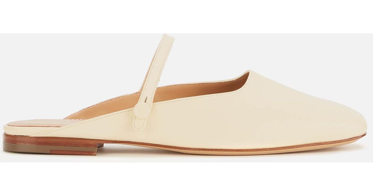 Mansur Gavriel Square Leather Mary Jane Mules in White | Lyst