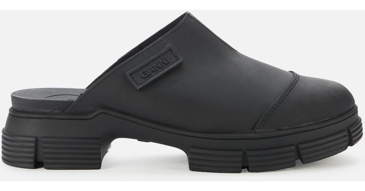 Ganni Recycled Rubber Mules in Black - Lyst