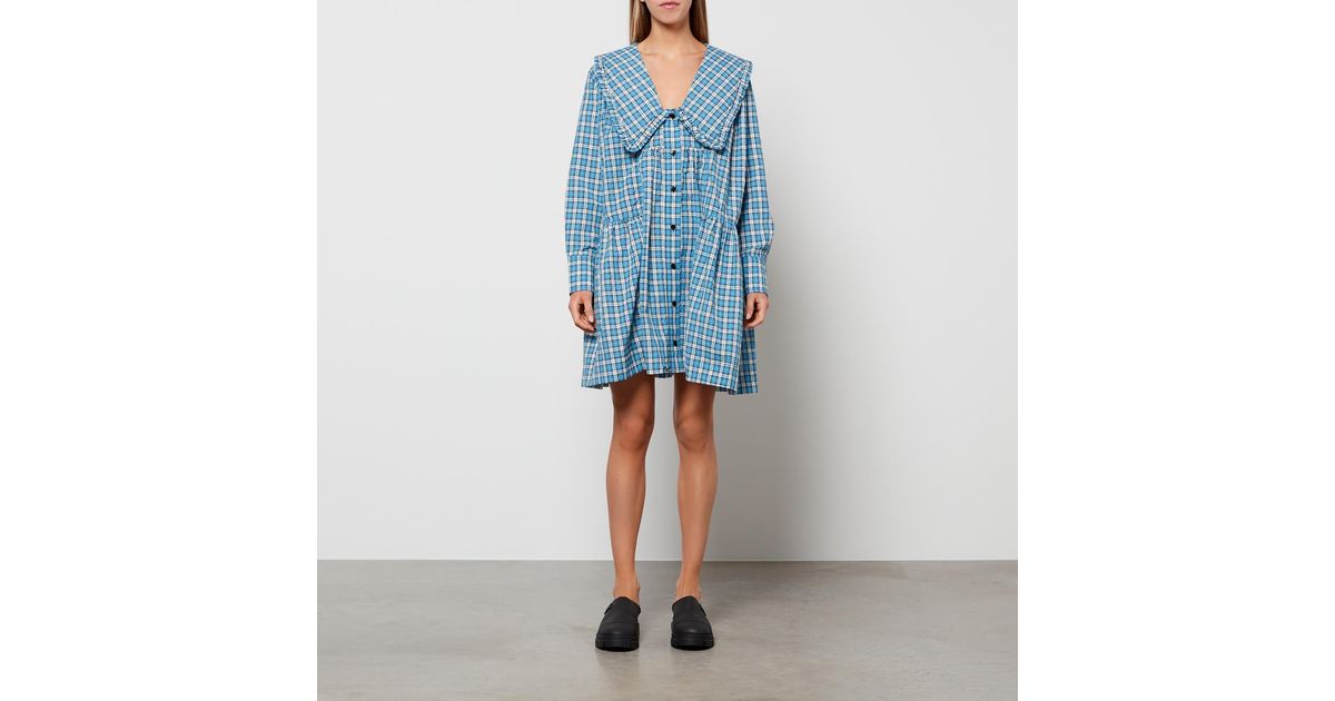 Ganni Seersucker Check Mini Dress in 