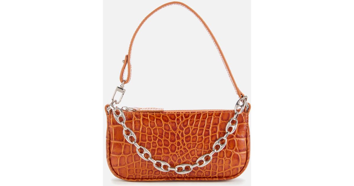BY FAR Leather Mini Rachel Croco Shoulder Bag - Lyst