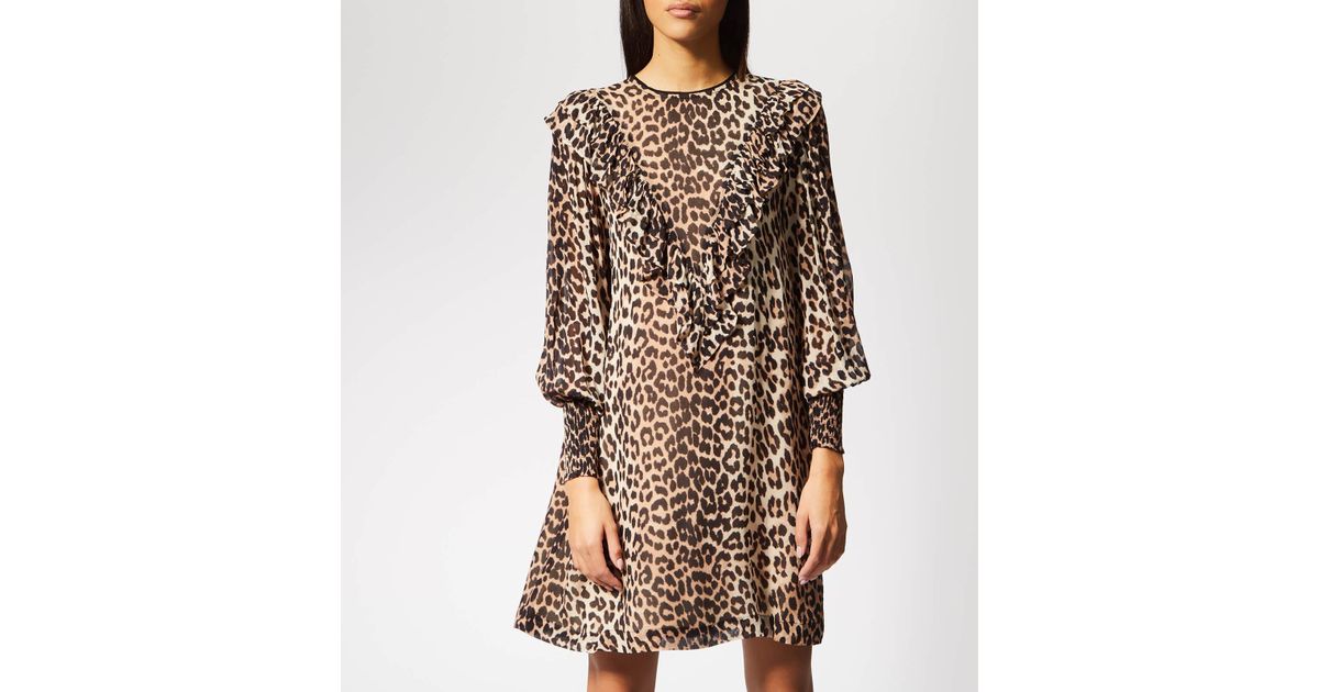 Mullin Georgette Mini Dress in Brown 