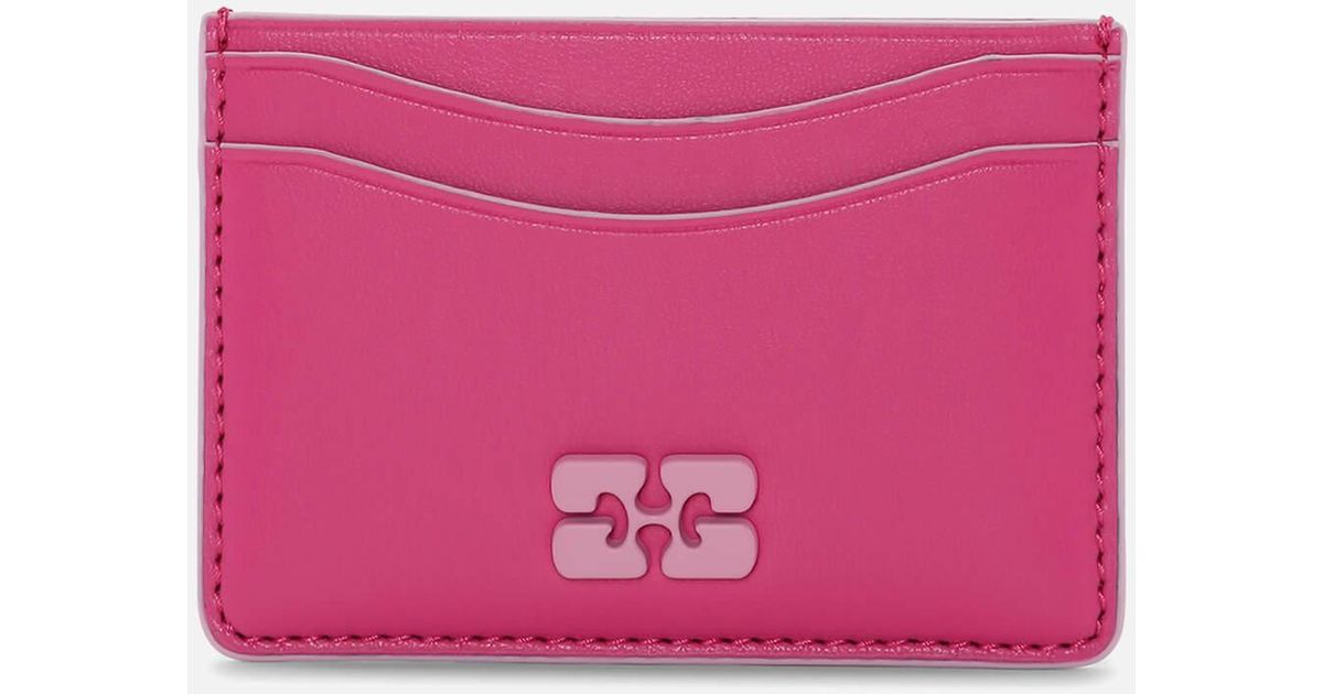 Ganni Bou Leather Cardholder in Pink | Lyst