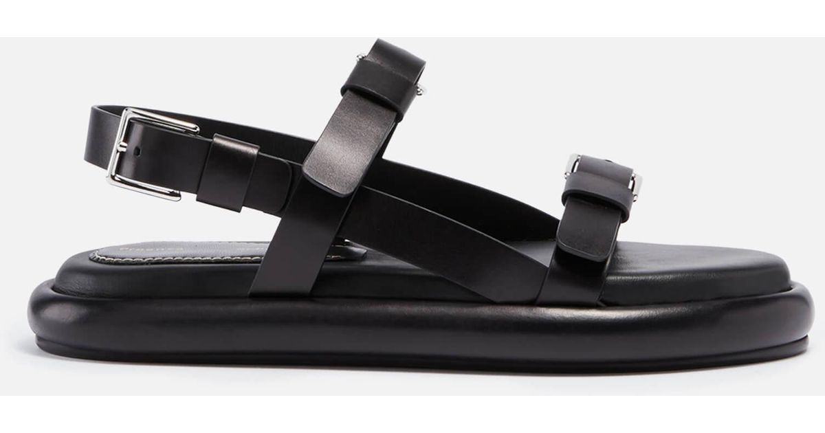 Proenza Schouler Pipe Double Strap Leather Sandals in Black | Lyst