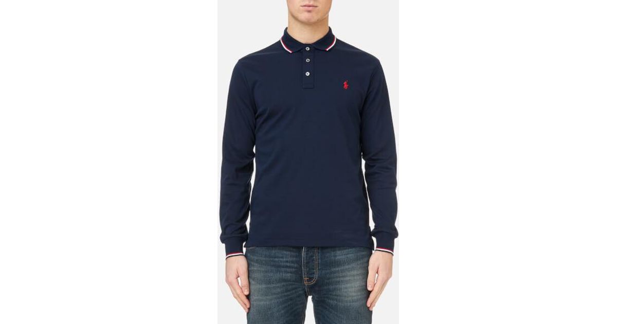Long Sleeve Pima Tipped Polo Shirt 