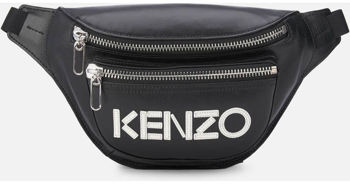 KENZO Leather Logo Bumbag in Black | Lyst