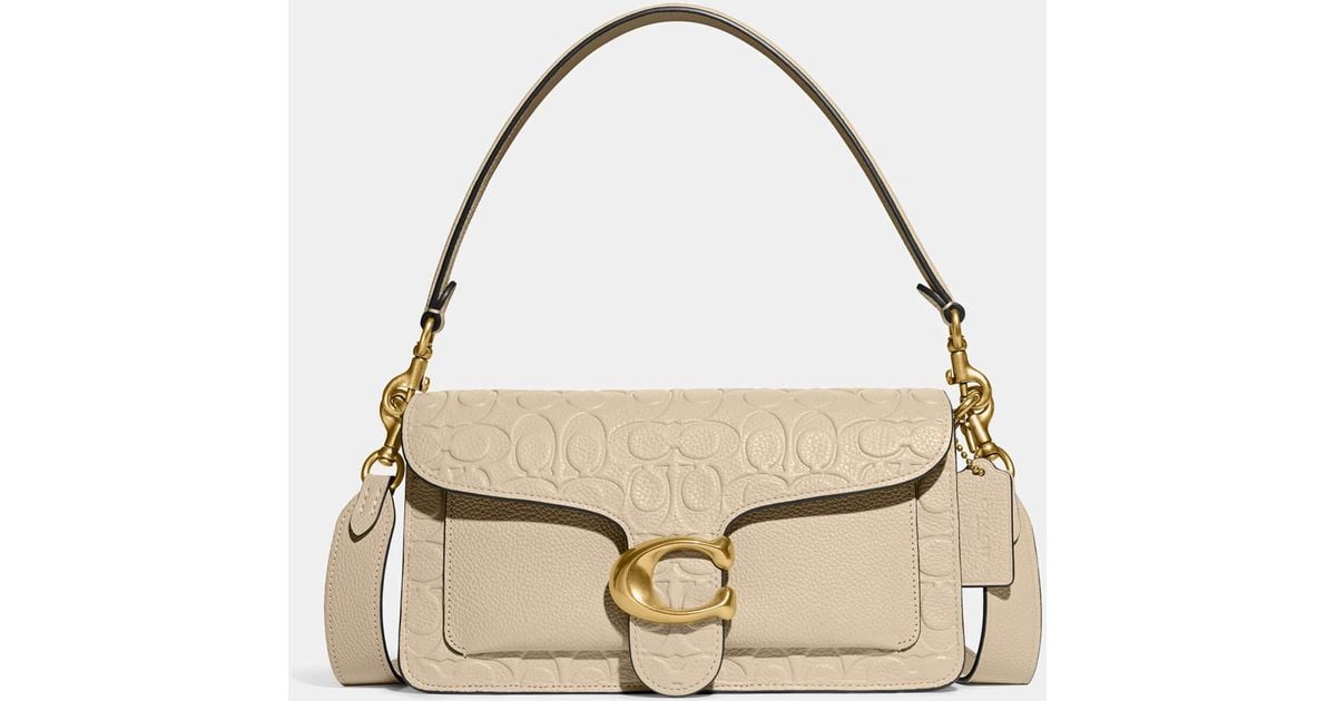 COACH Tabby Signature Leather Shoulder Bag in Natural | Lyst Canada