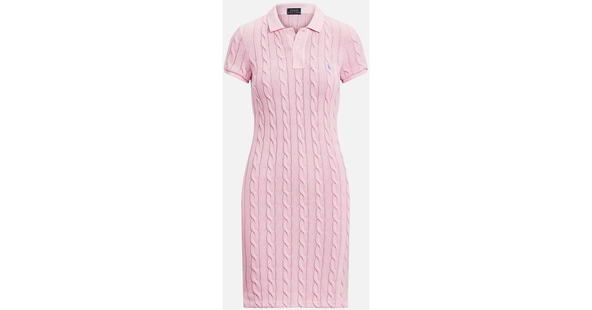 Polo Ralph Lauren Cable Polo Dress in Pink Lyst UK