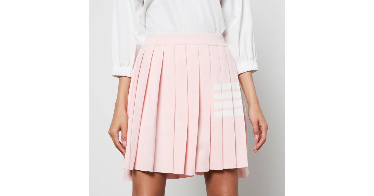 Thom Browne Cotton Mini Dropped Back Pleated Skirt in Pink | Lyst