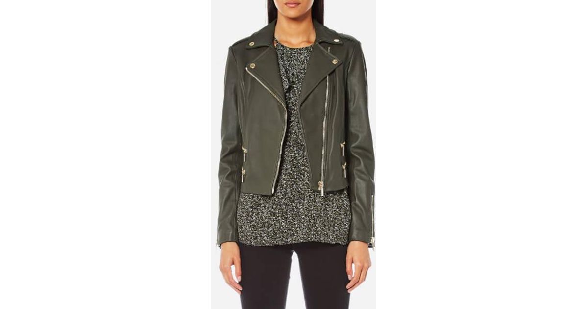 michael kors green leather jacket
