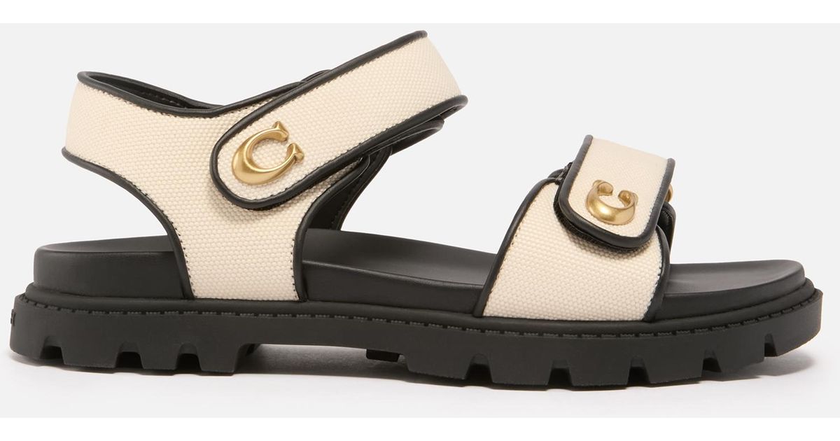 COACH Brynn Canvas Sandals in Brown | Lyst
