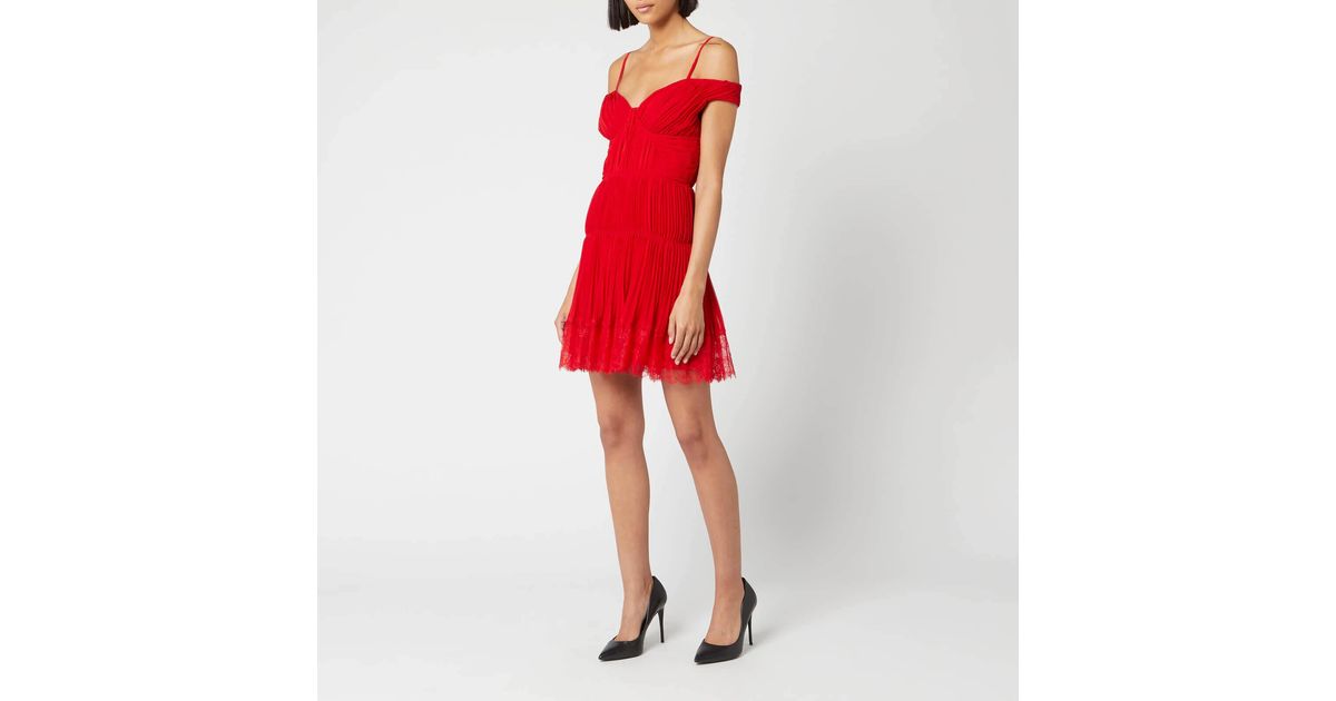 self portrait red off shoulder dress