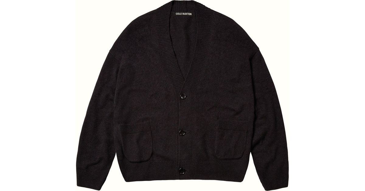 Cole Buxton Wool Knit Cardigan in Black for Men - Lyst