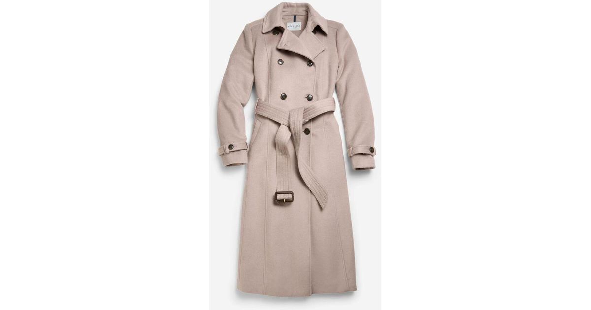 Cole Haan Women's Slick Wool Trench Coat in Natural Lyst