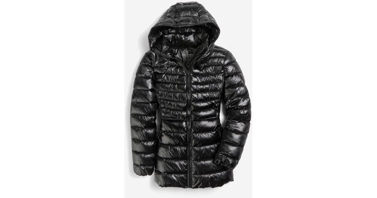 Cole Haan Women's Quilted Pearl Faux Down Jacket With Removable Hood in