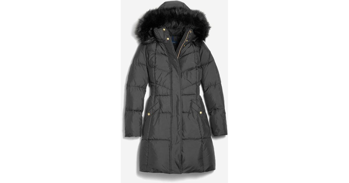 Cole Haan Women s Essential Down Coat With Removable Fur in Black
