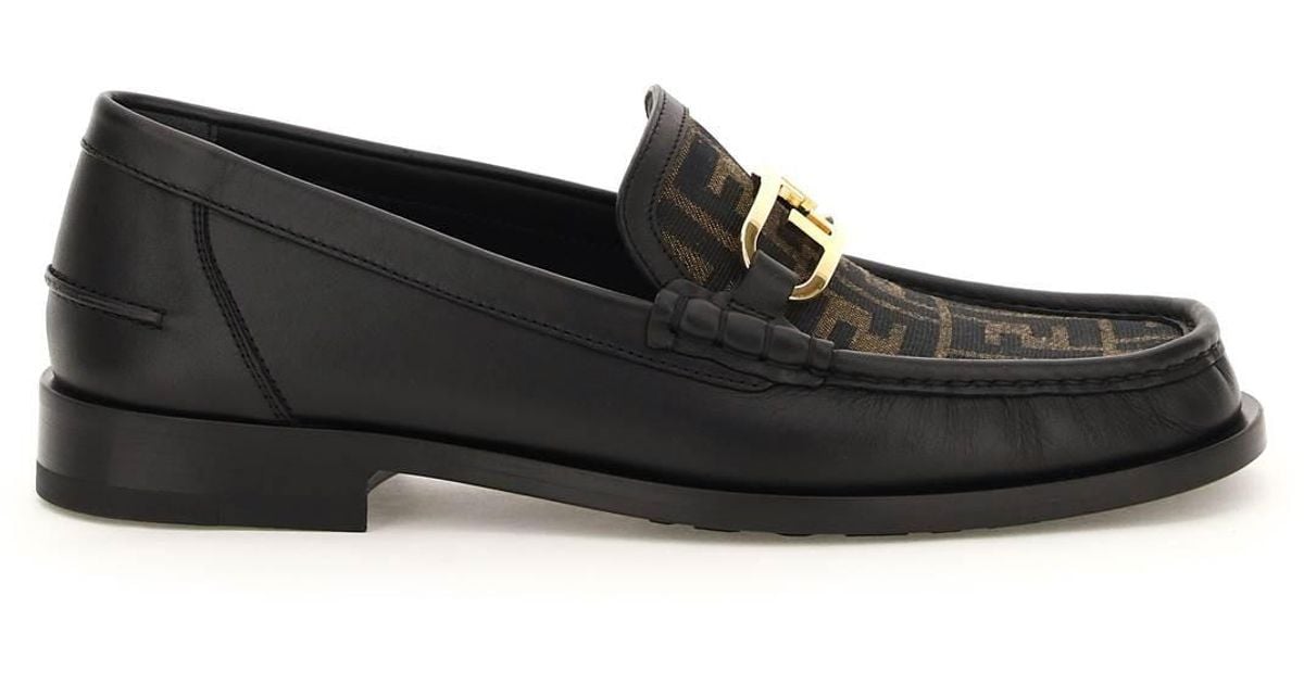 Fendi O'lock Loafers in Black for Men | Lyst