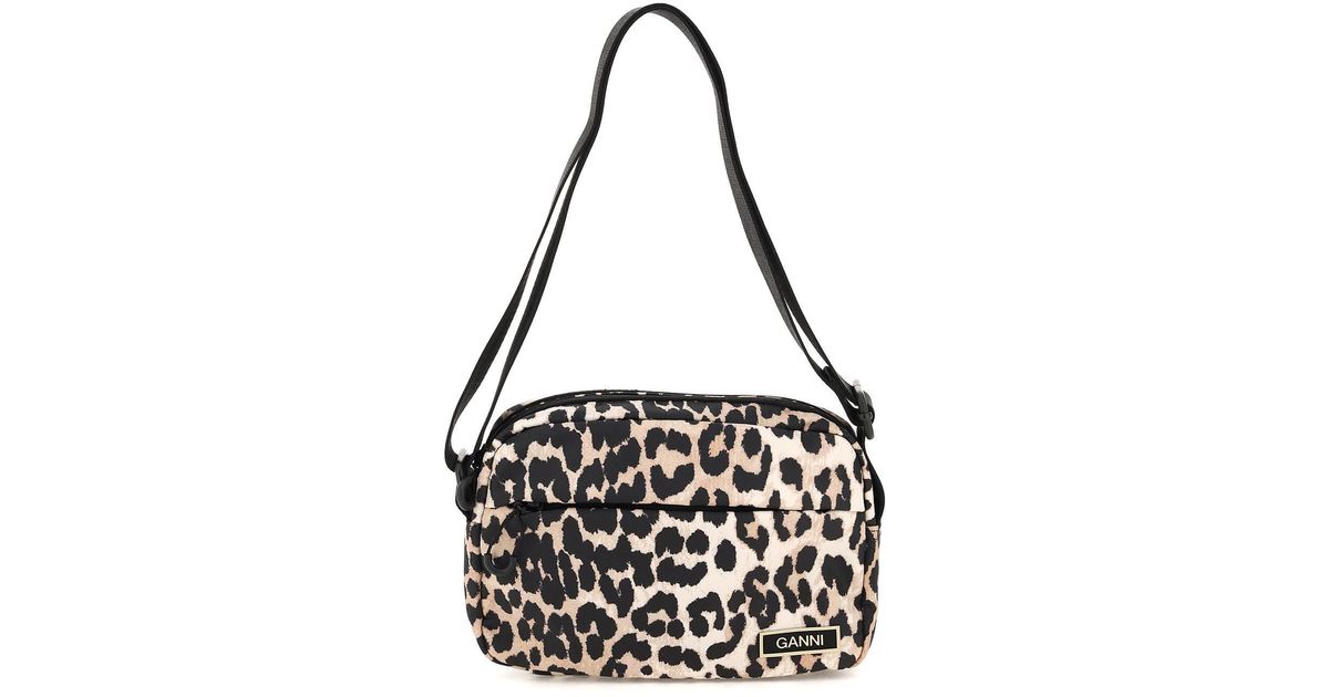 Ganni Synthetic Recycled Nylon Crossbody Bag in Beige,Black (Black