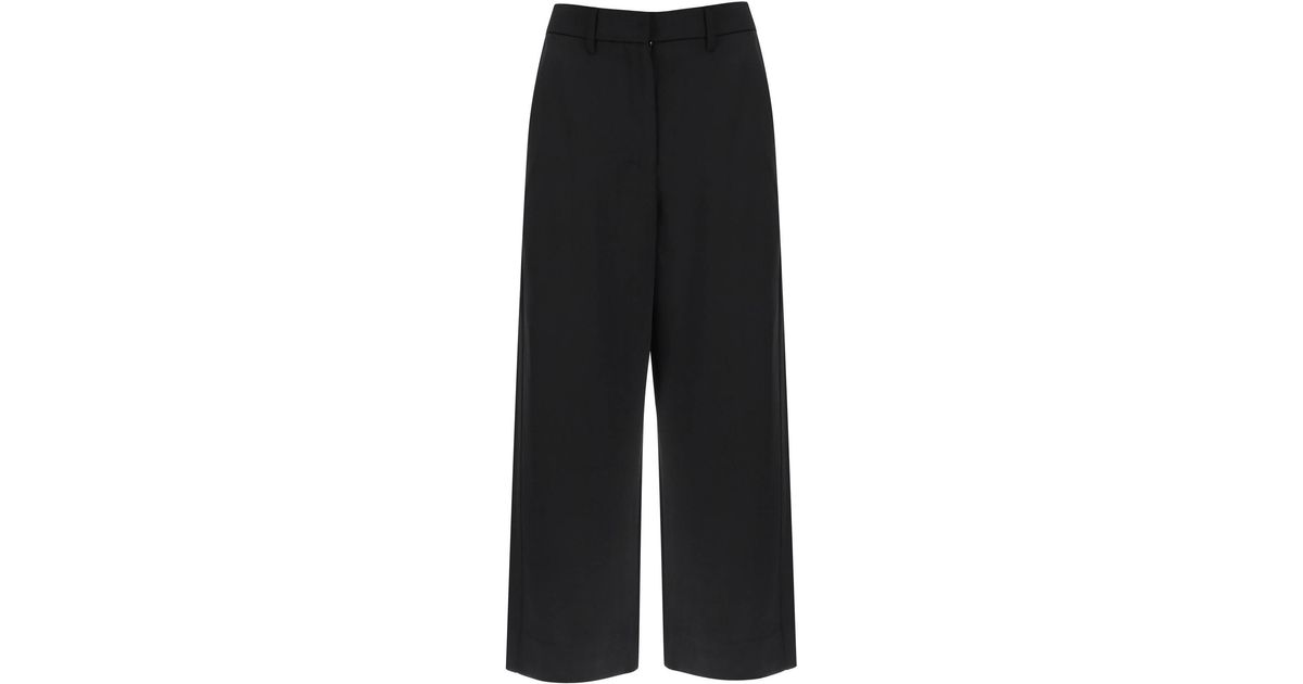 Max Mara Monza Cropped Satin Pants in Black | Lyst