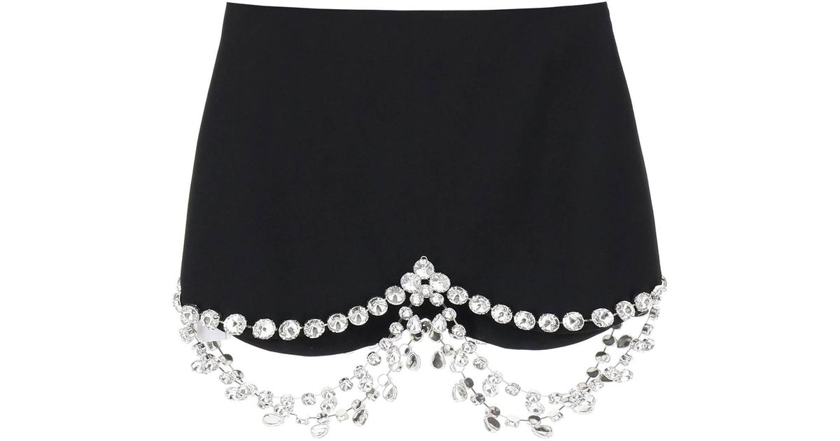 Area Mini Skirt With Crystals in Black | Lyst