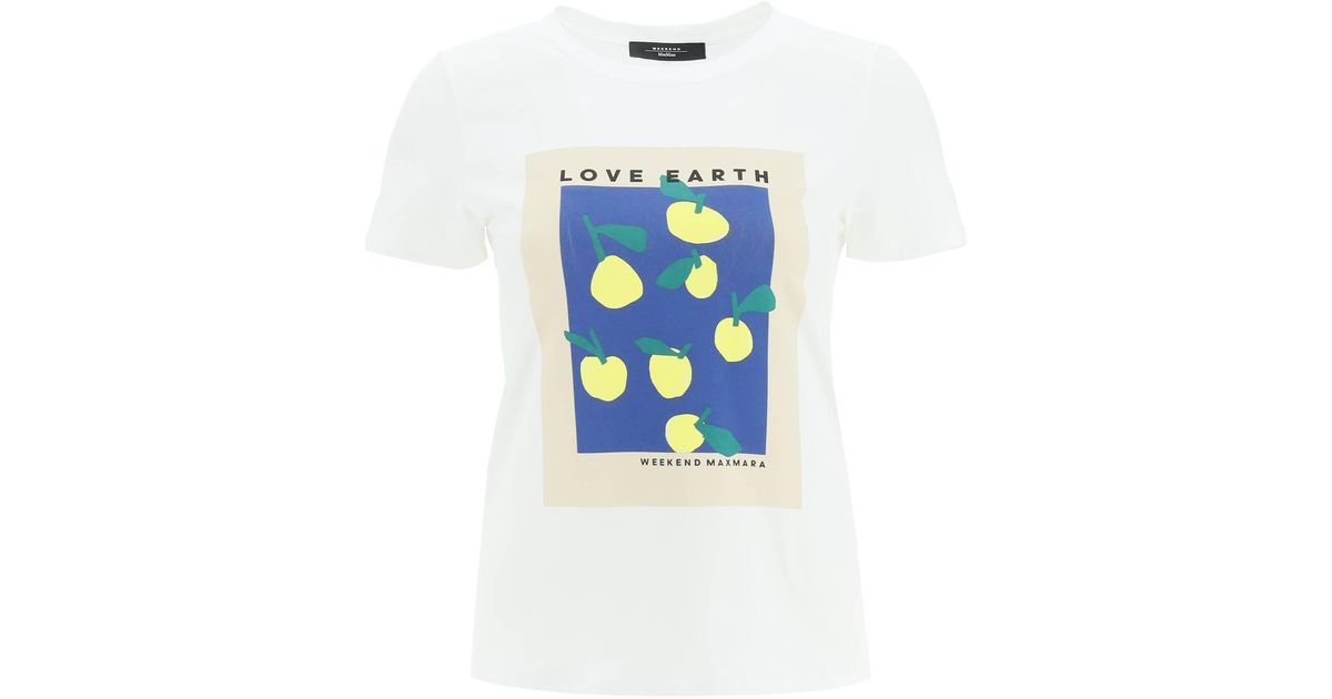 Weekend by Maxmara 'cablo' T-shirt Love Earth Print in Blue | Lyst