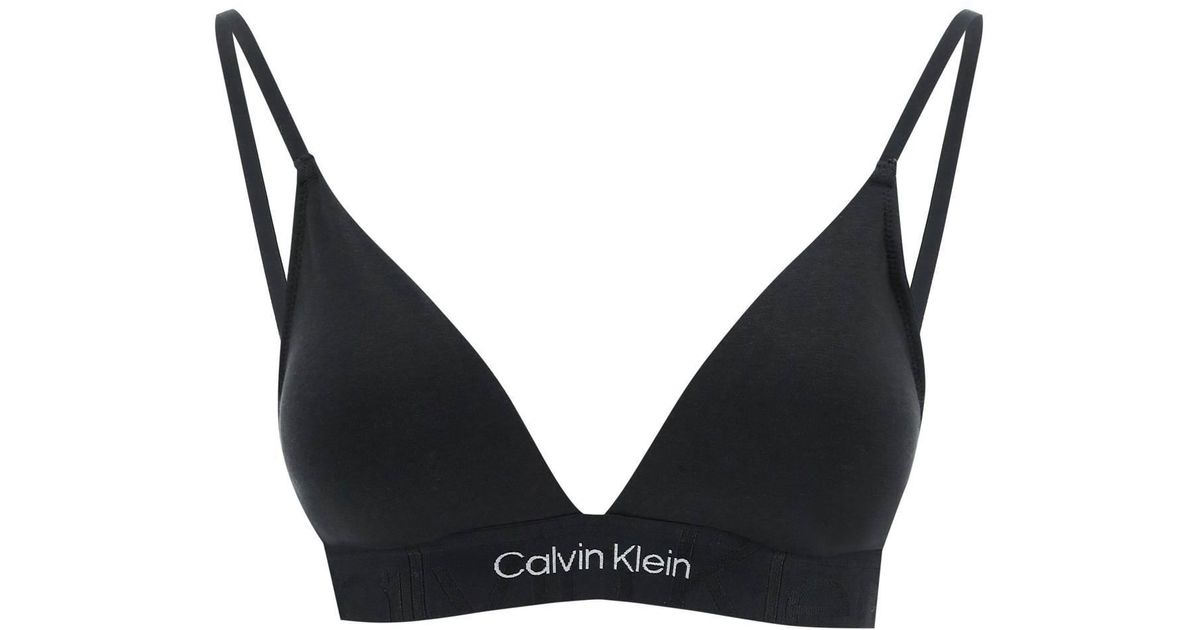 Calvin Klein Embossed Icon Triangle Bra in Black