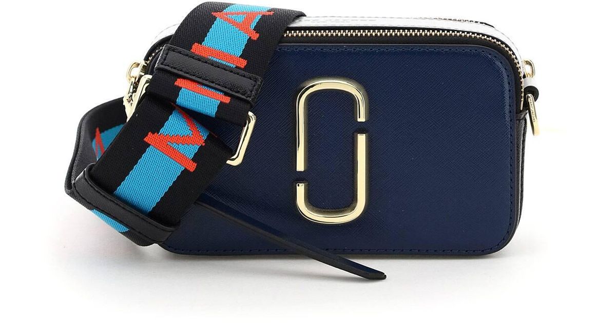 Marc Jacobs The Logo Strap Snapshot Small Saffiano Leather Camera Bag In  New Blue Sea Multi, ModeSens