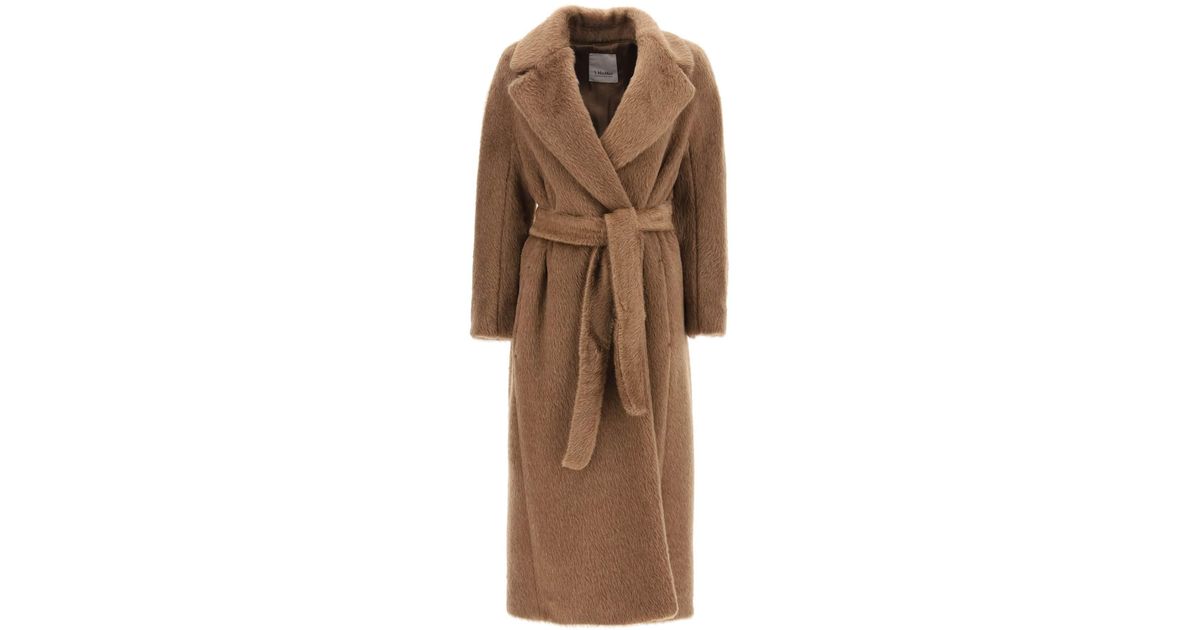 Max Mara 'borbone' Long Teddy Coat in Brown | Lyst