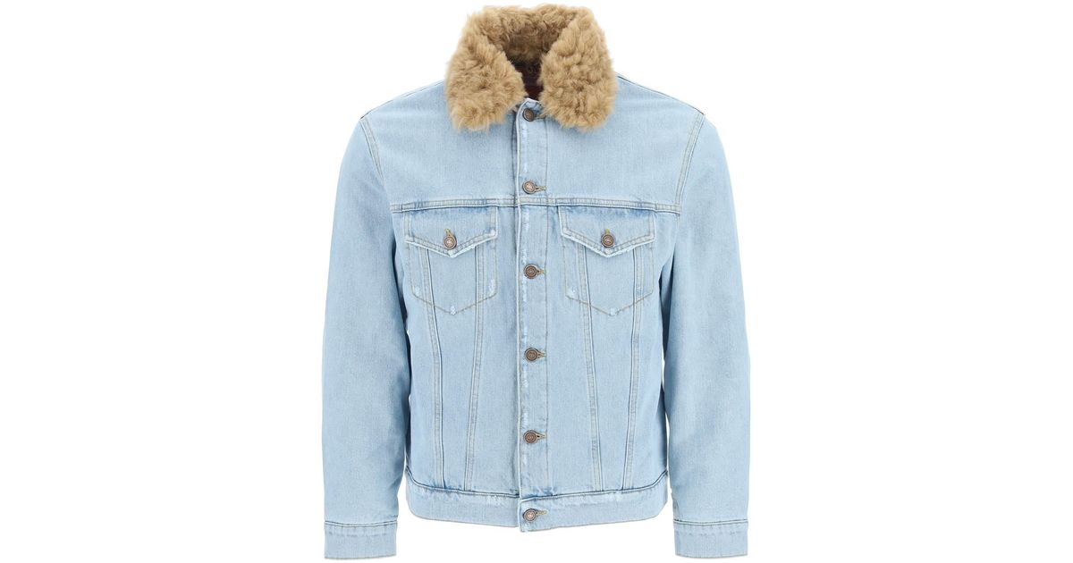 ERL Denim Jacket With Fur Collar in 