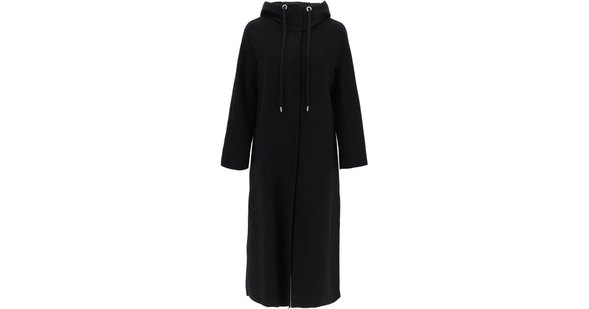 Max Mara Studio 'giulia' Coat In Silk Wool And Cashmere in Black | Lyst