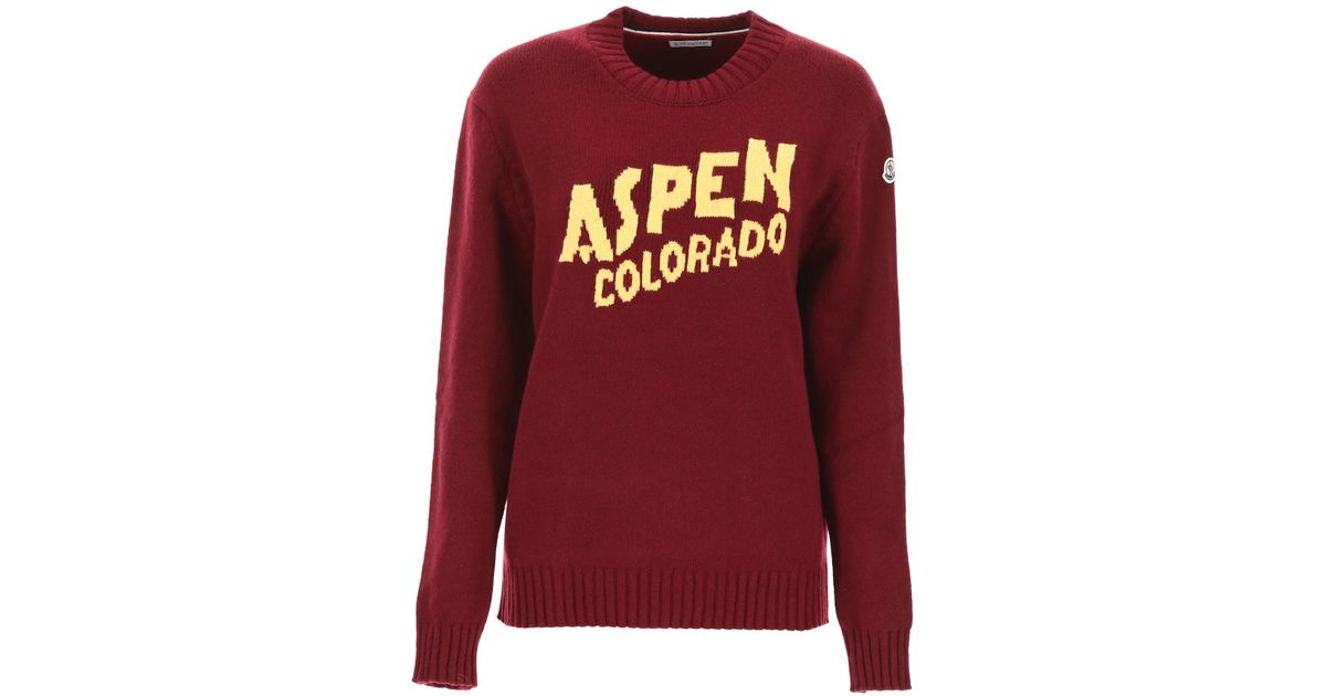 Moncler Aspen Cashmere And Wool Sweater in Burgundy (Red) | Lyst