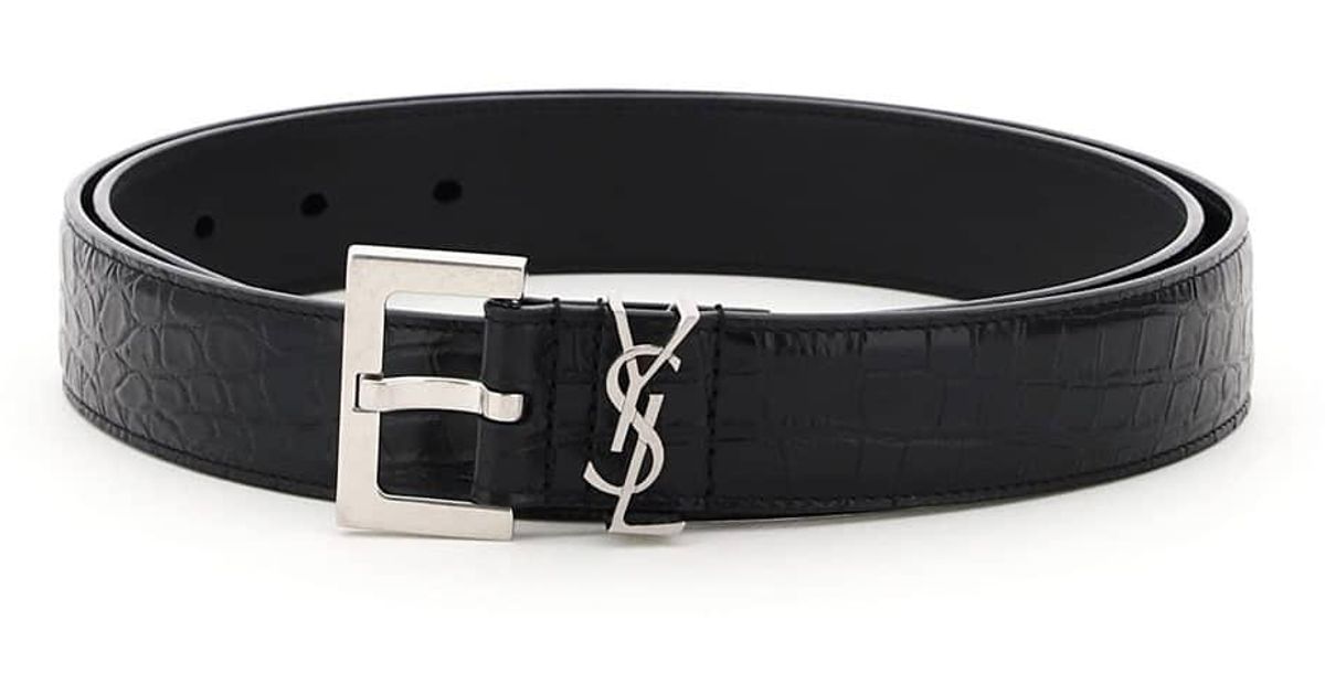 Saint Laurent Ysl Leather Belt in Black for Men Lyst