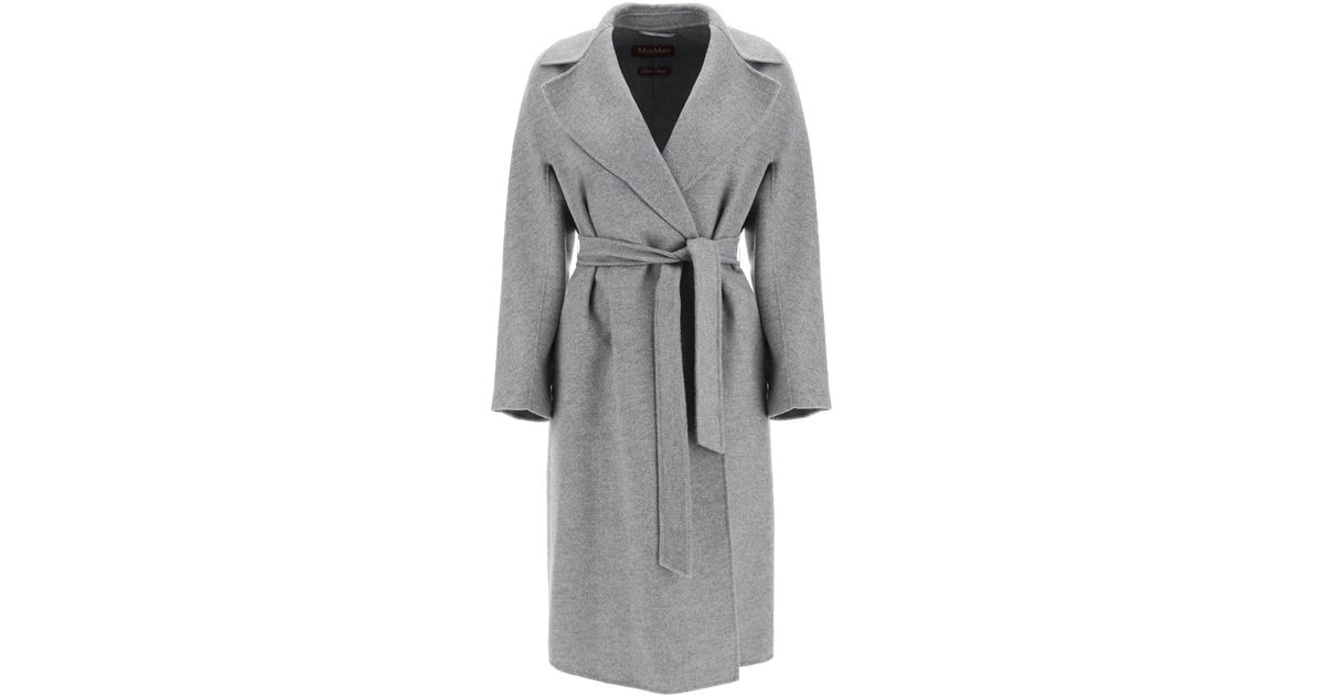 Max Mara Studio 'cles' Coat In Silk Wool And Cashmere in Grey (Grey ...
